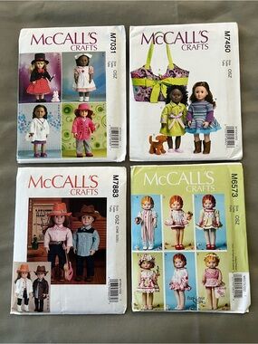 McCall’s Crafts Doll Clothes Sewing Pattern Collection - lot of 4